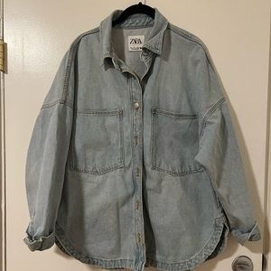 Zara Oversized Jean Shirt Jacket
